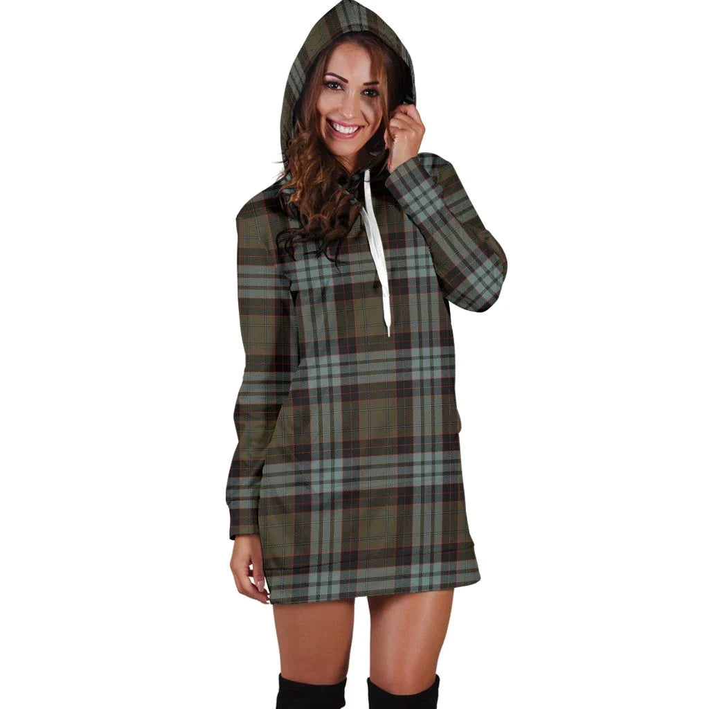 Stewart Old Weathered Tartan Plaid Hoodie Dress