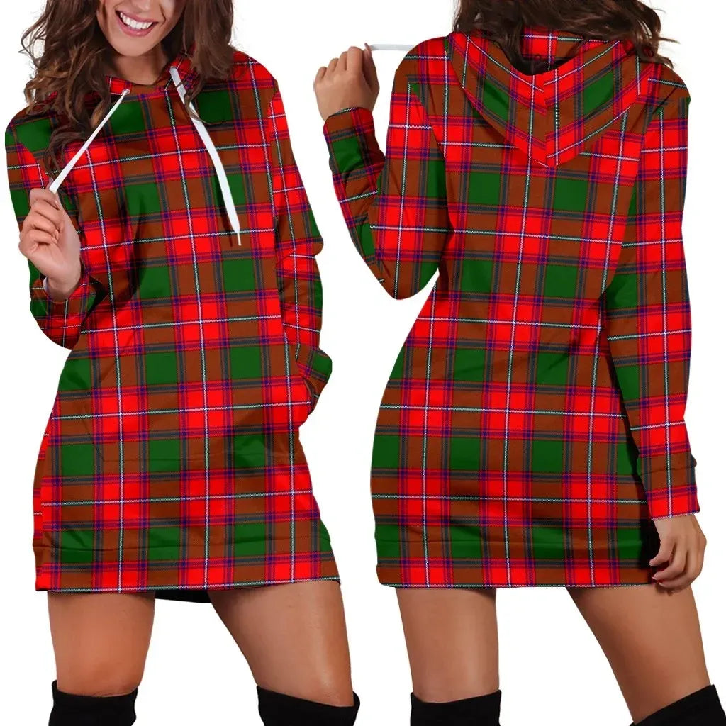 Rattray Modern Tartan Plaid Hoodie Dress