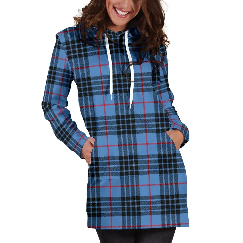 MacKay Blue Tartan Plaid Hoodie Dress