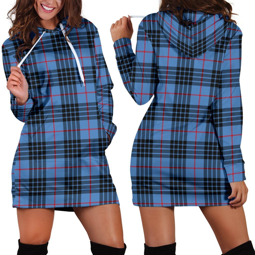 MacKay Blue Tartan Plaid Hoodie Dress