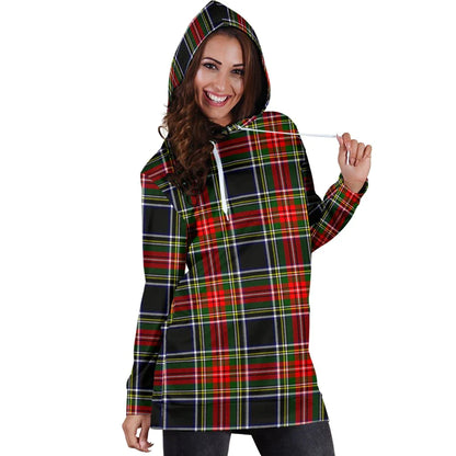 Stewart Black Tartan Plaid Hoodie Dress