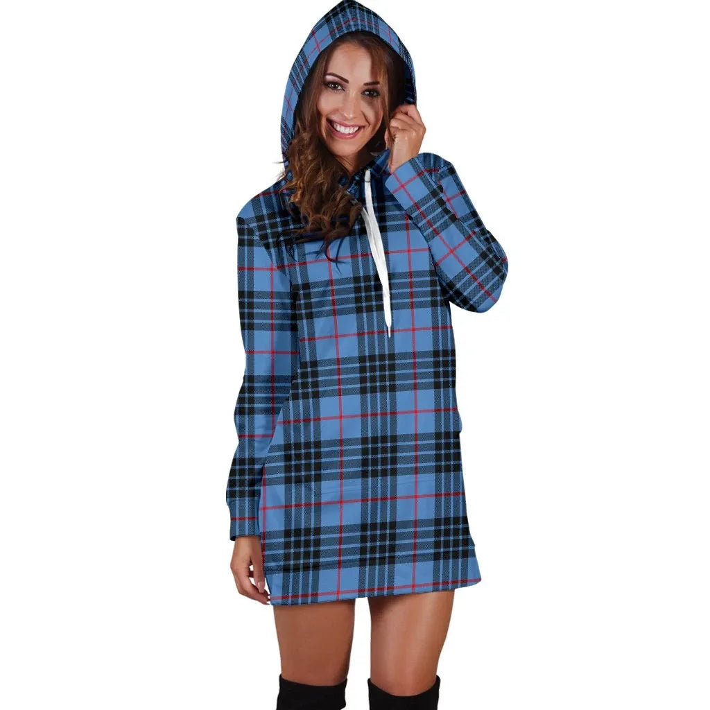 MacKay Blue Tartan Plaid Hoodie Dress