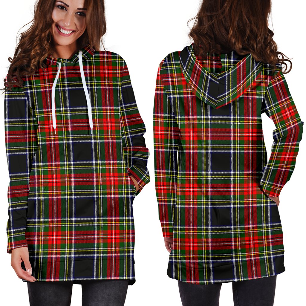 Stewart Black Tartan Plaid Hoodie Dress