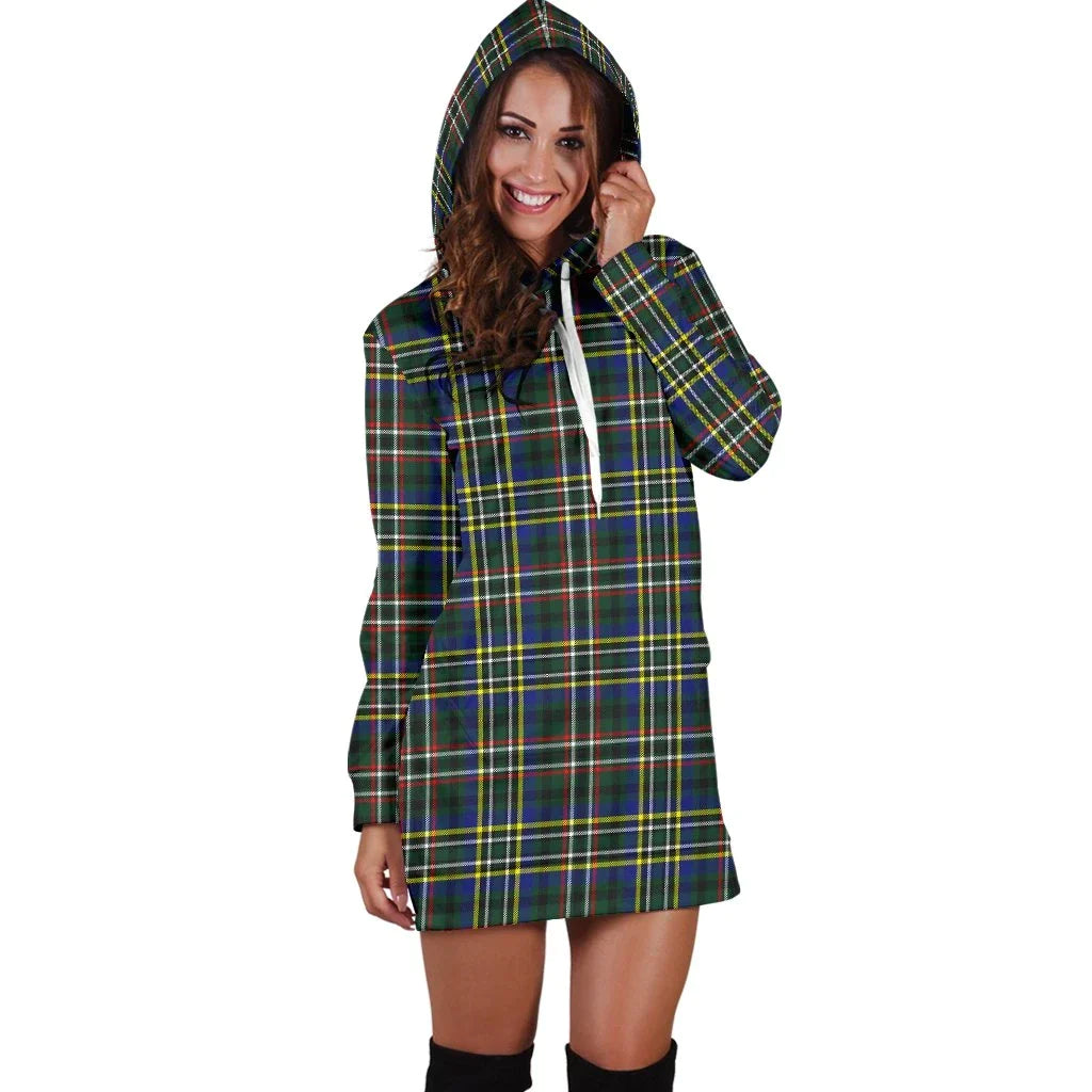 SCOTT GREEN MODERN Tartan Plaid Hoodie Dress