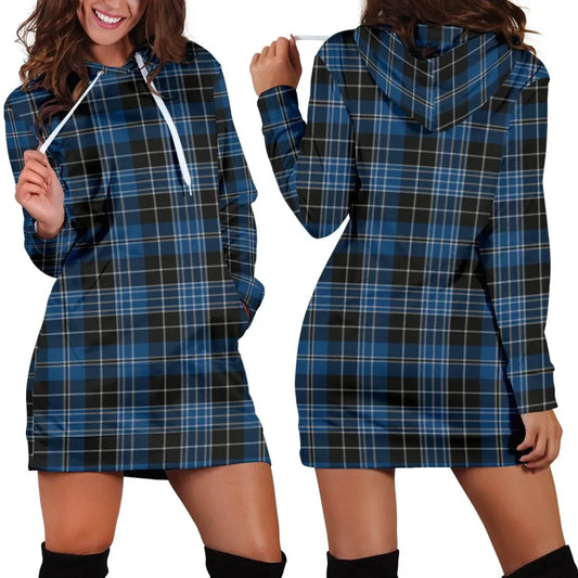 Clergy Blue Tartan Plaid Hoodie Dress