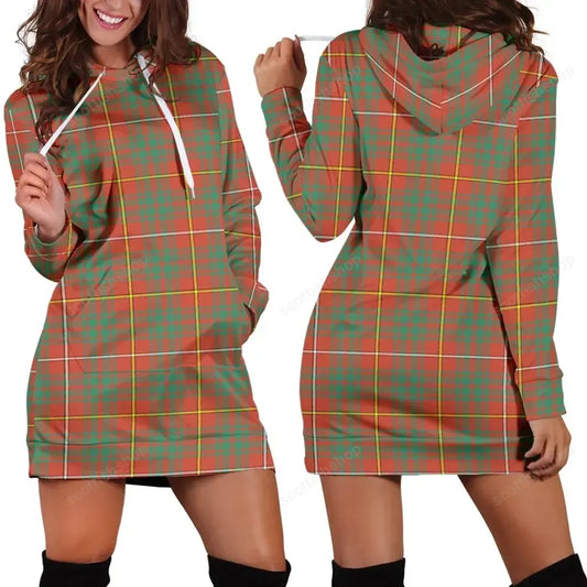 Bruce Ancient Tartan Plaid Hoodie Dress