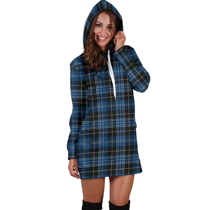 Clergy Blue Tartan Plaid Hoodie Dress