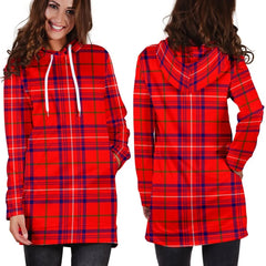 Rose Modern Tartan Plaid Hoodie Dress