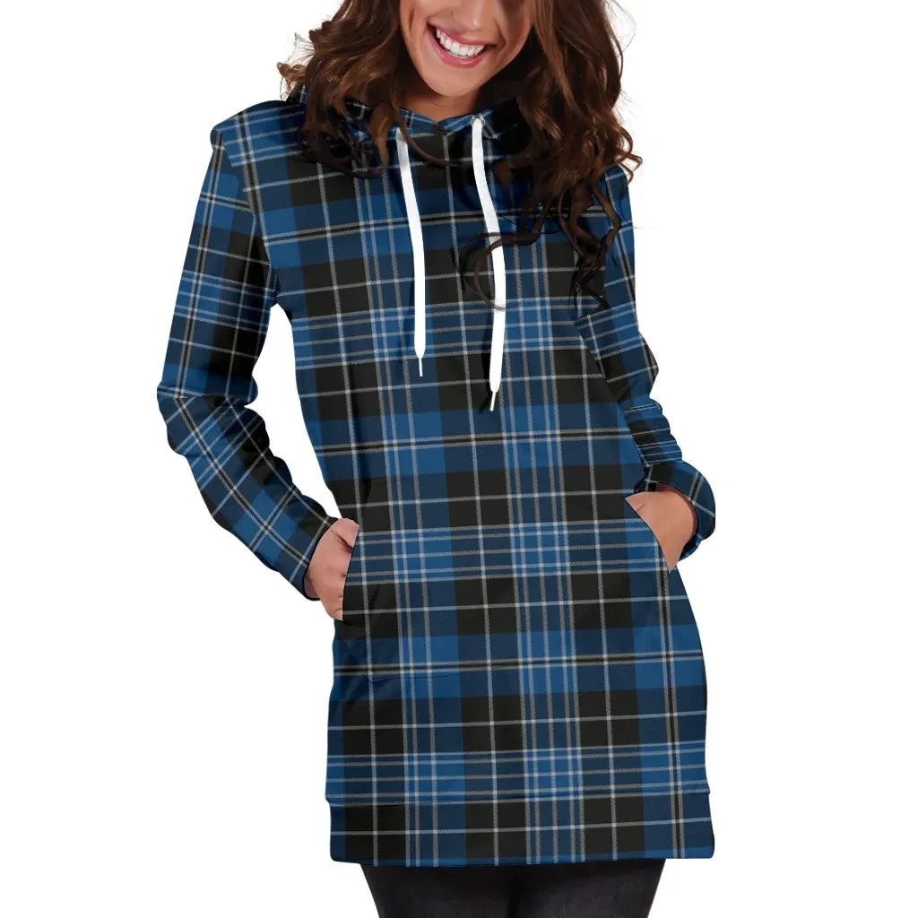 Clergy Blue Tartan Plaid Hoodie Dress