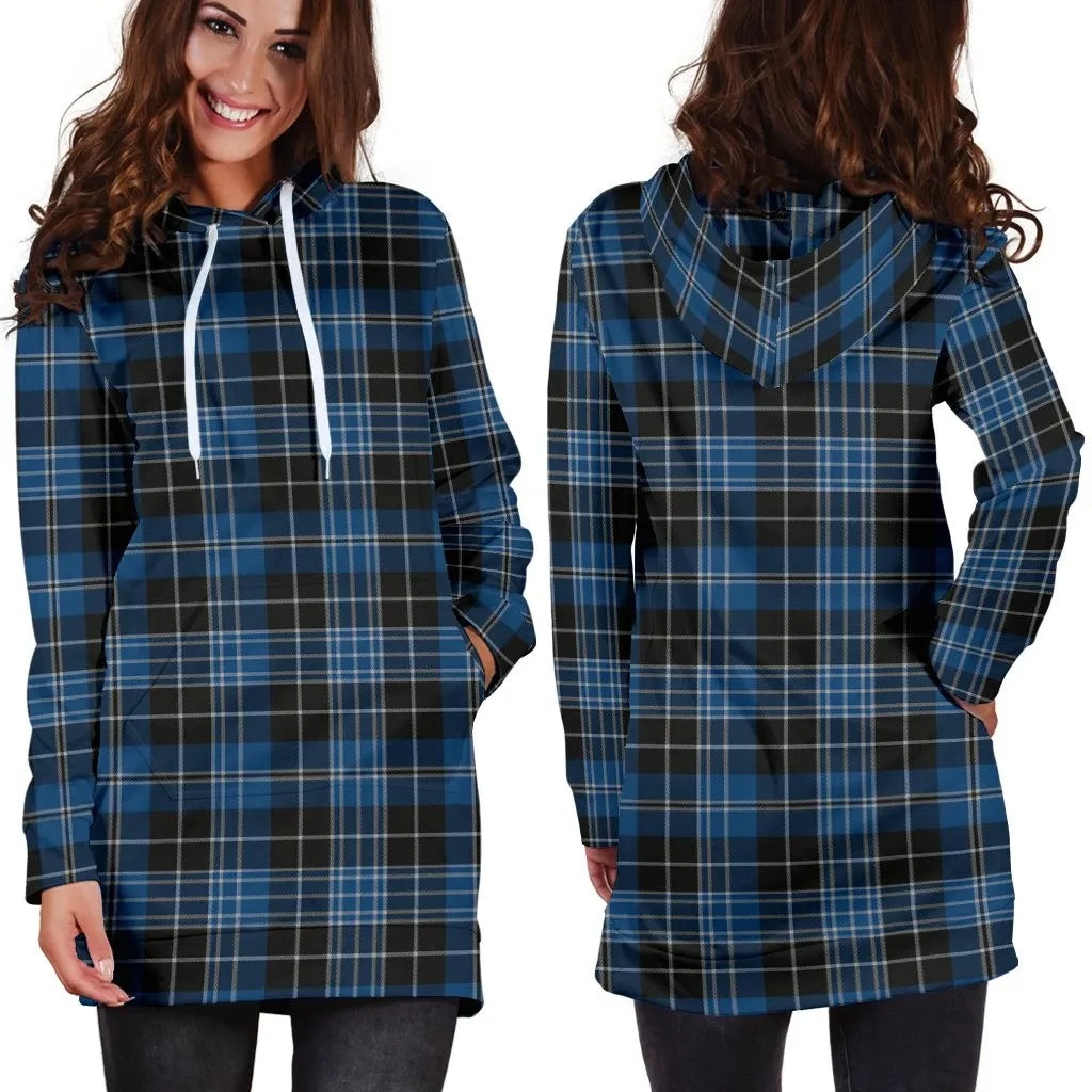 Clergy Blue Tartan Plaid Hoodie Dress