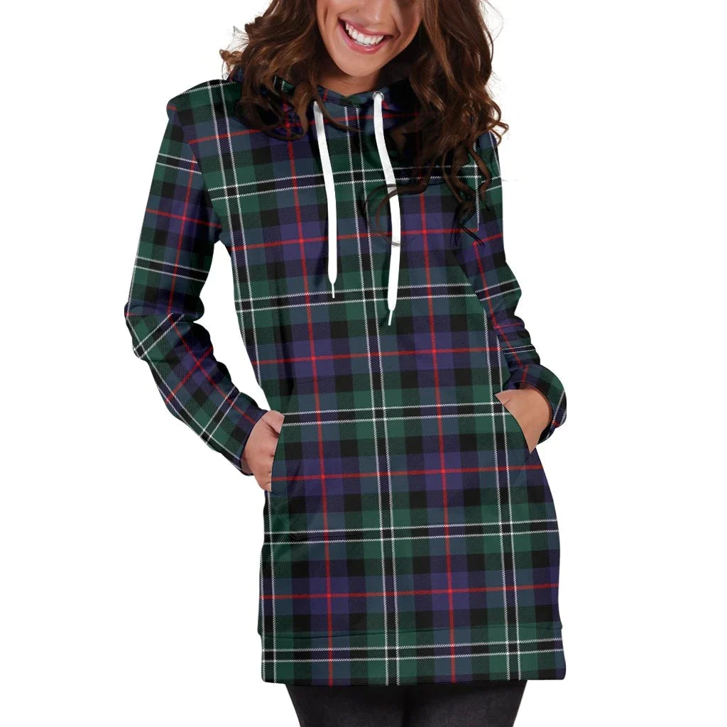 Rose Hunting Modern Tartan Plaid Hoodie Dress