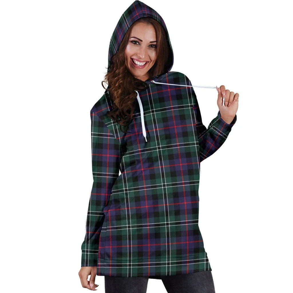 Rose Hunting Modern Tartan Plaid Hoodie Dress