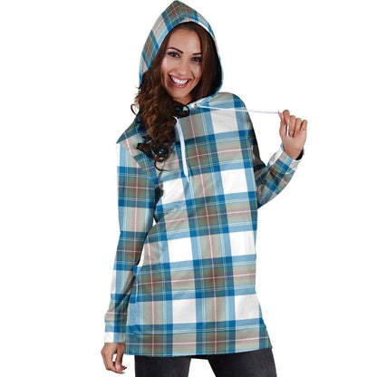 Stewart Muted Blue Tartan Plaid Hoodie Dress