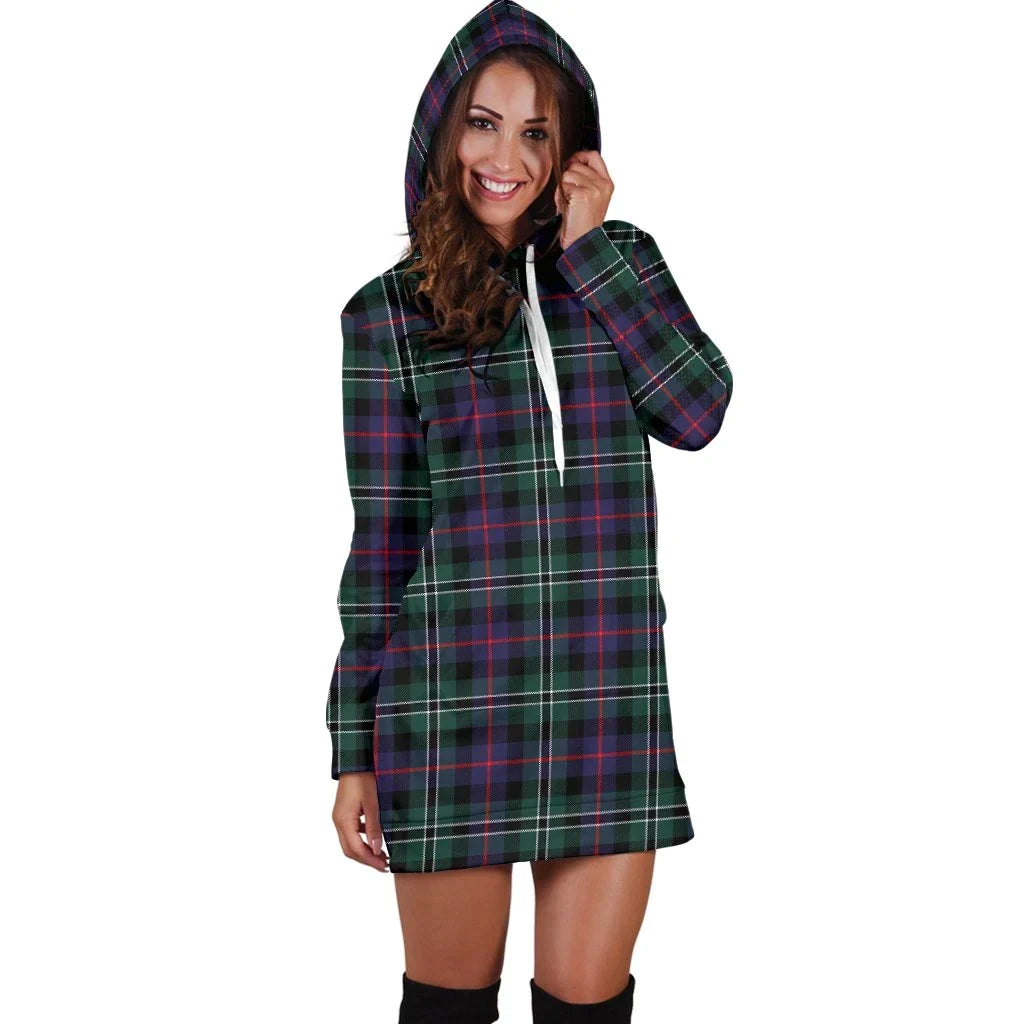 Rose Hunting Modern Tartan Plaid Hoodie Dress