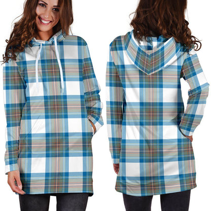 Stewart Muted Blue Tartan Plaid Hoodie Dress