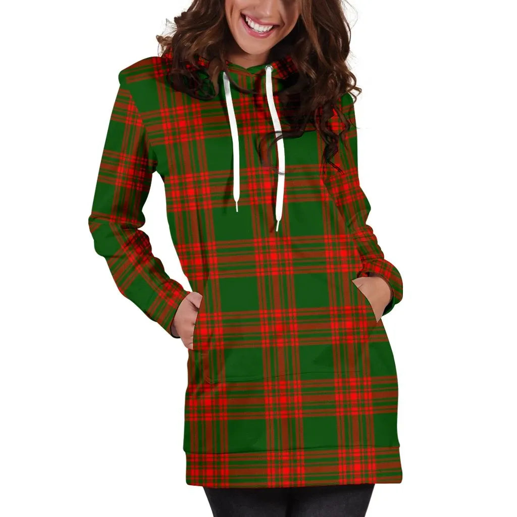 Menzies Green Modern Tartan Plaid Hoodie Dress