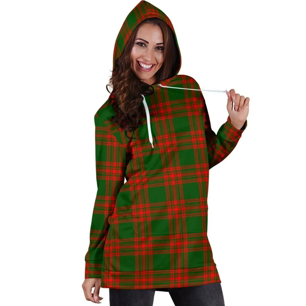 Menzies Green Modern Tartan Plaid Hoodie Dress