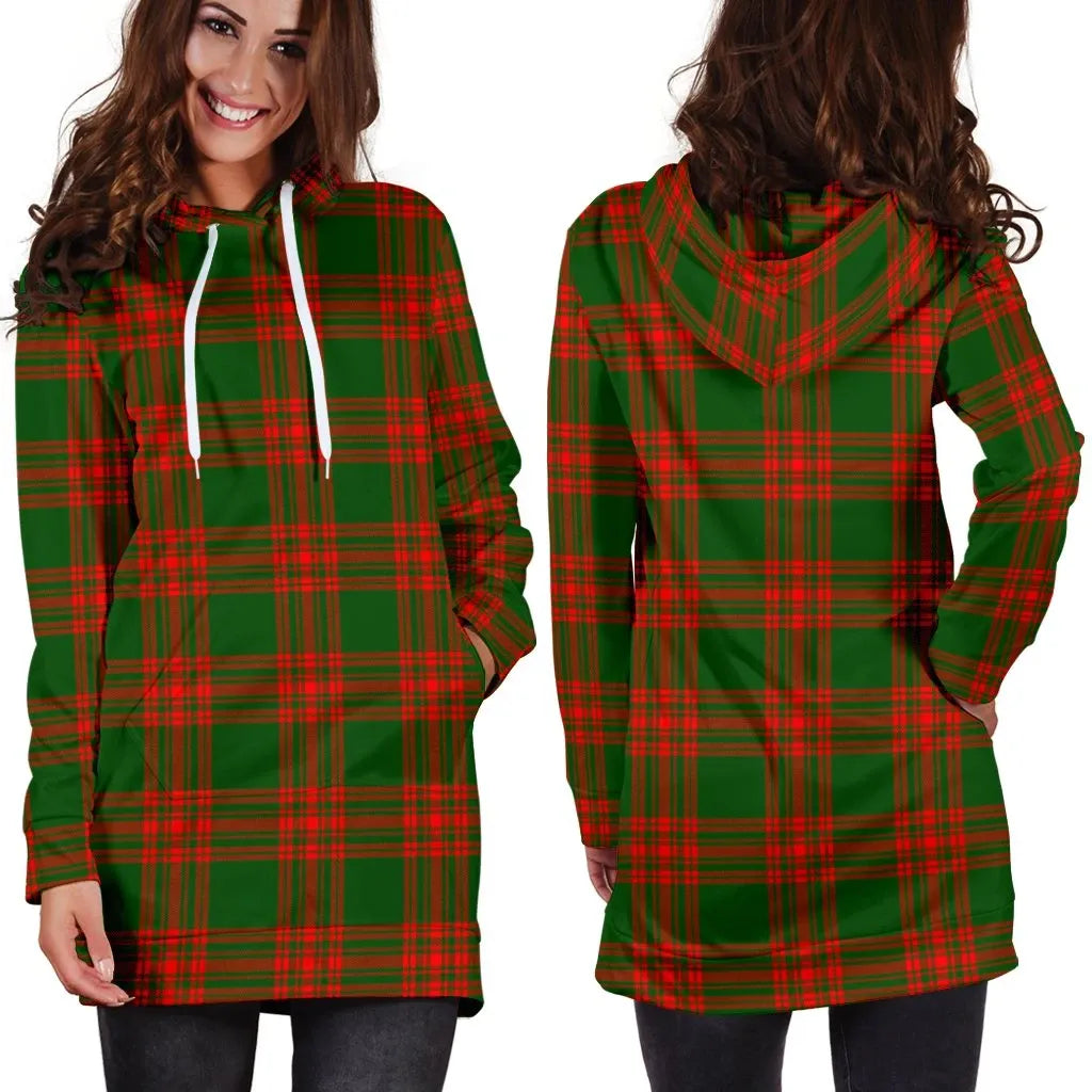 Menzies Green Modern Tartan Plaid Hoodie Dress