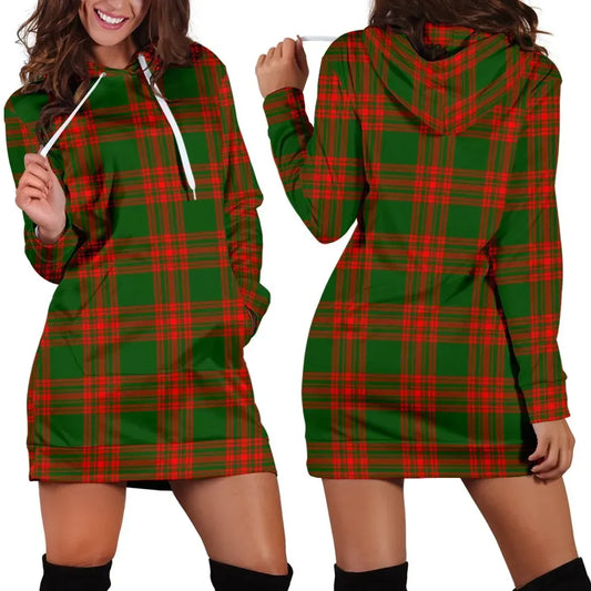 Menzies Green Modern Tartan Plaid Hoodie Dress