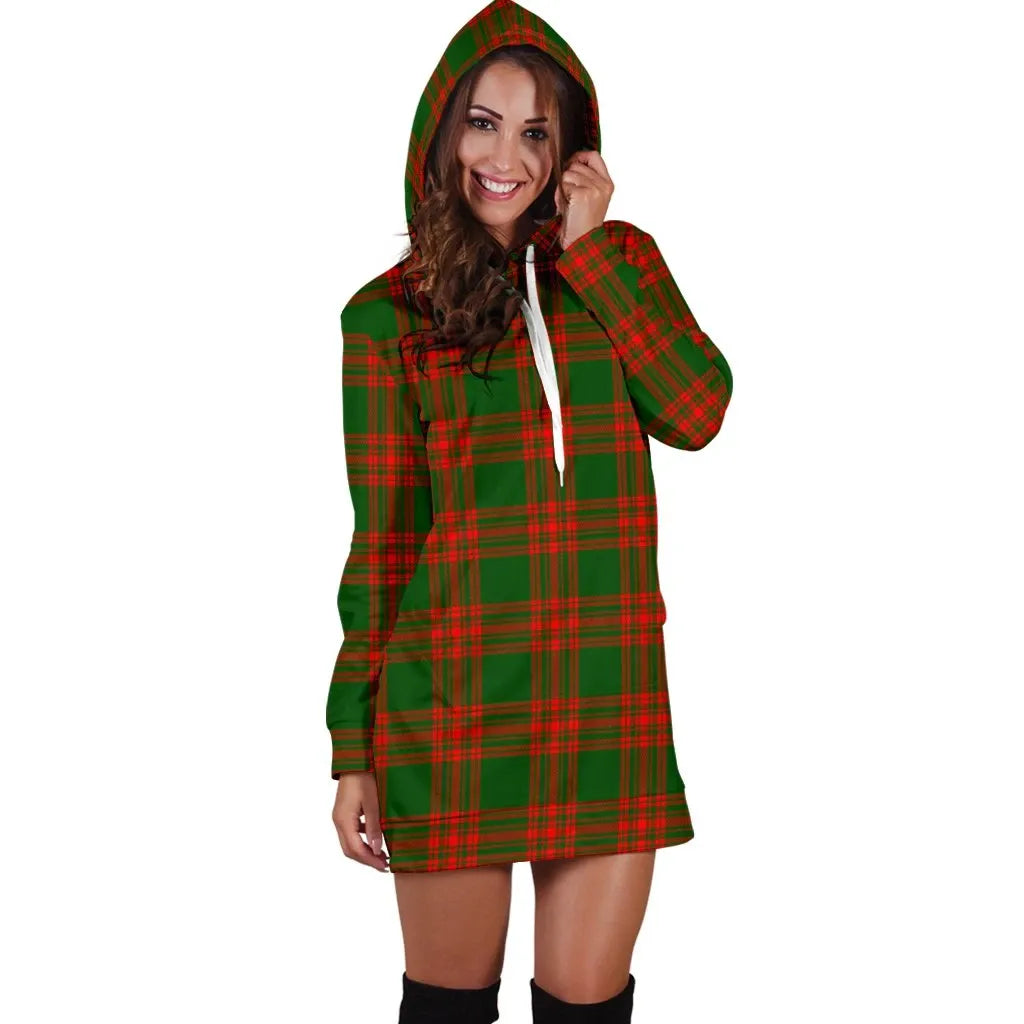 Menzies Green Modern Tartan Plaid Hoodie Dress