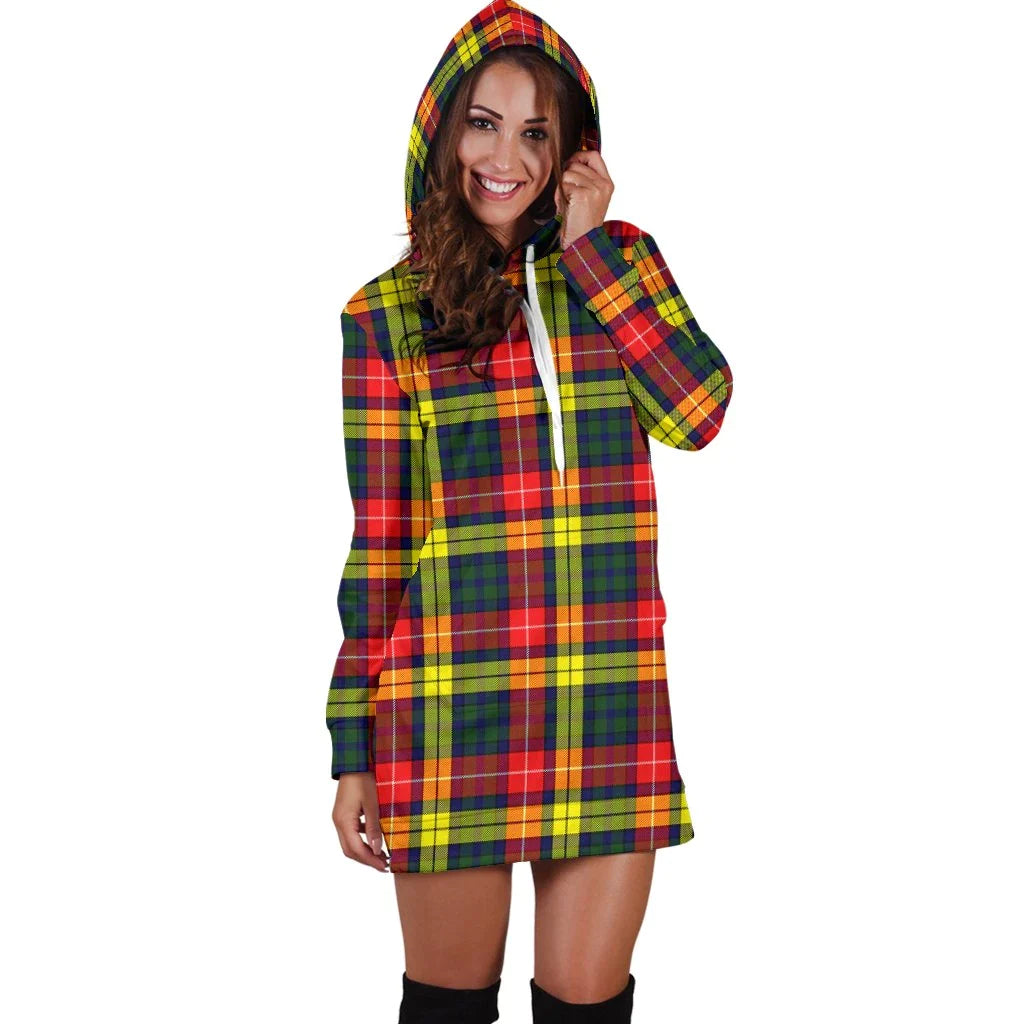 Buchanan Modern Tartan Plaid Hoodie Dress