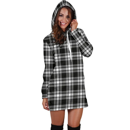 Menzies Black & White Modern Tartan Plaid Hoodie Dress