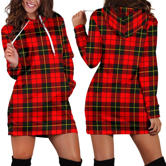 Wallace Hunting, Red Tartan Plaid Hoodie Dress