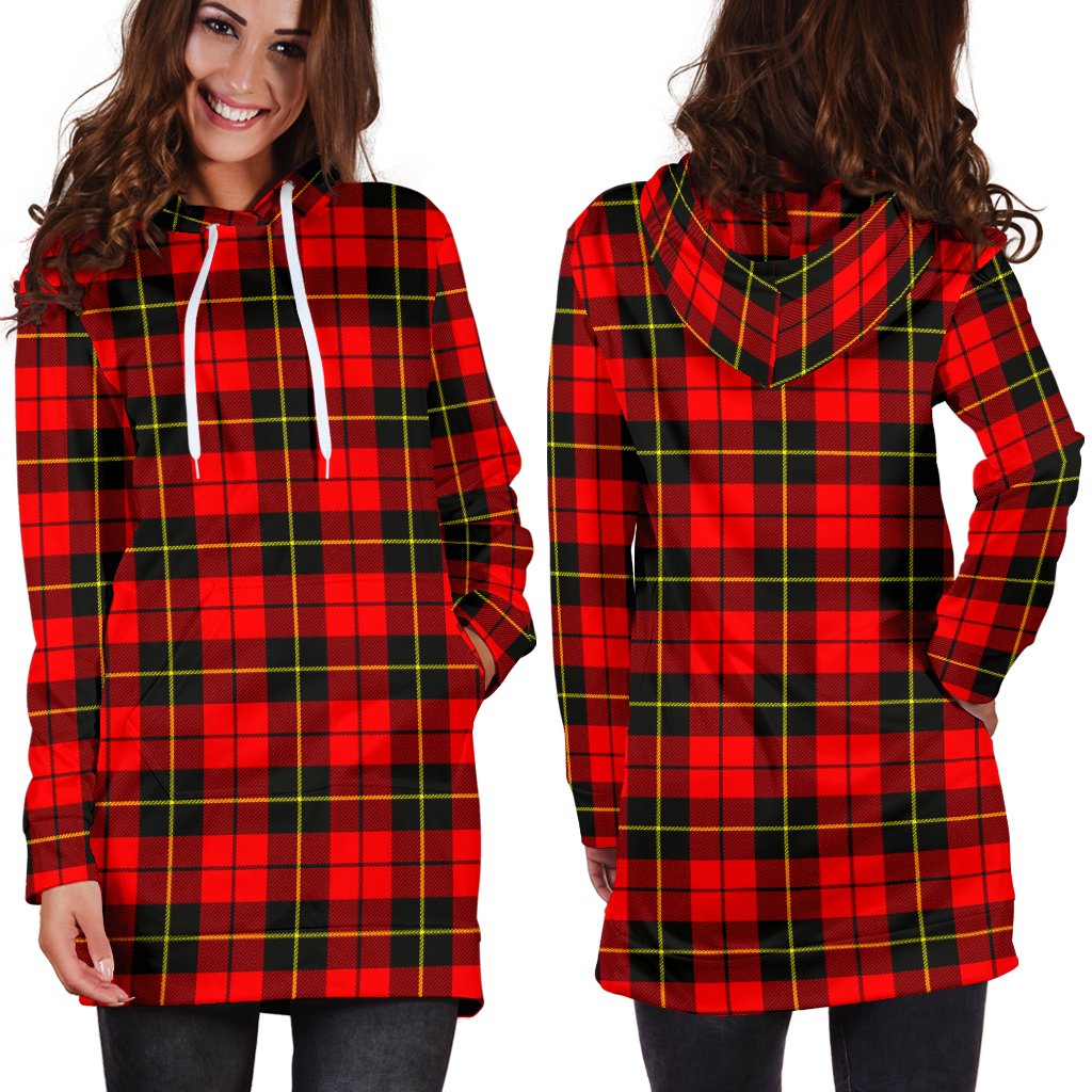 Wallace Hunting, Red Tartan Plaid Hoodie Dress