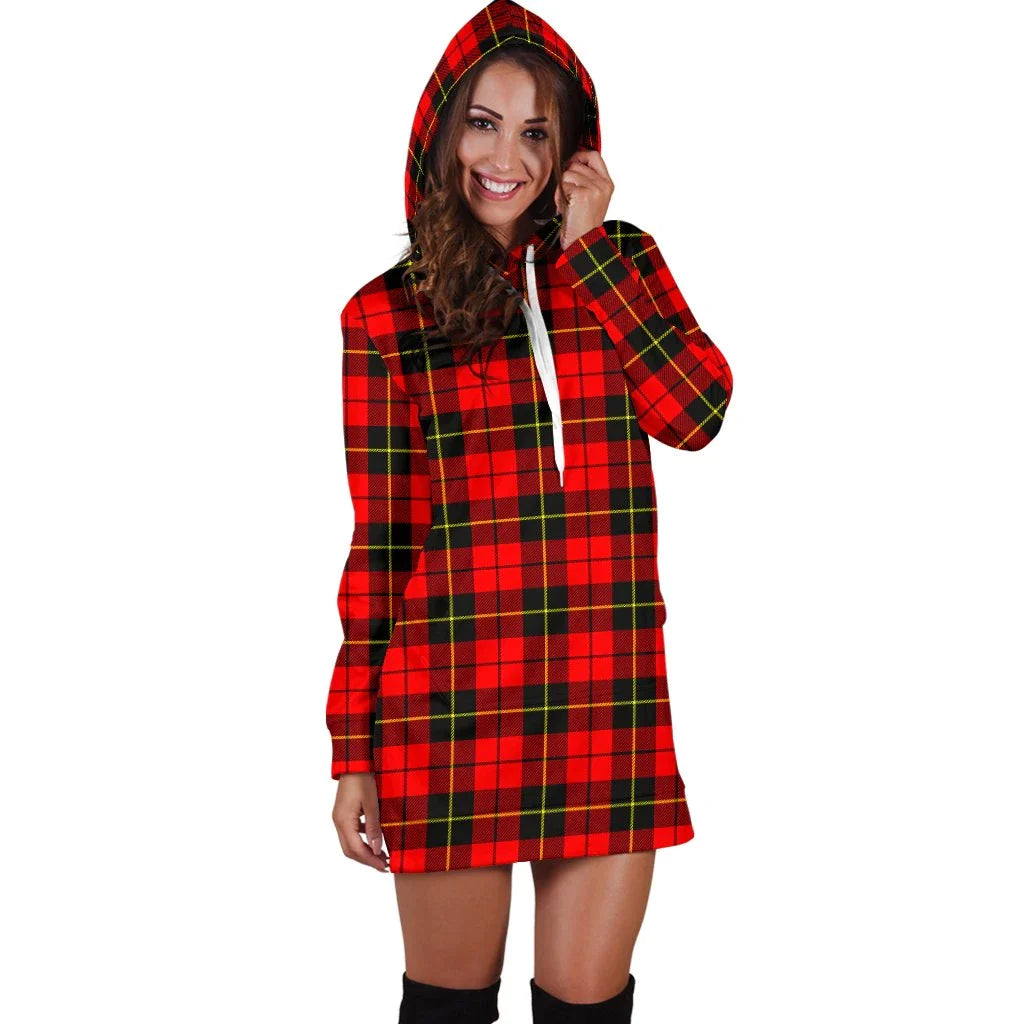 Wallace Hunting, Red Tartan Plaid Hoodie Dress