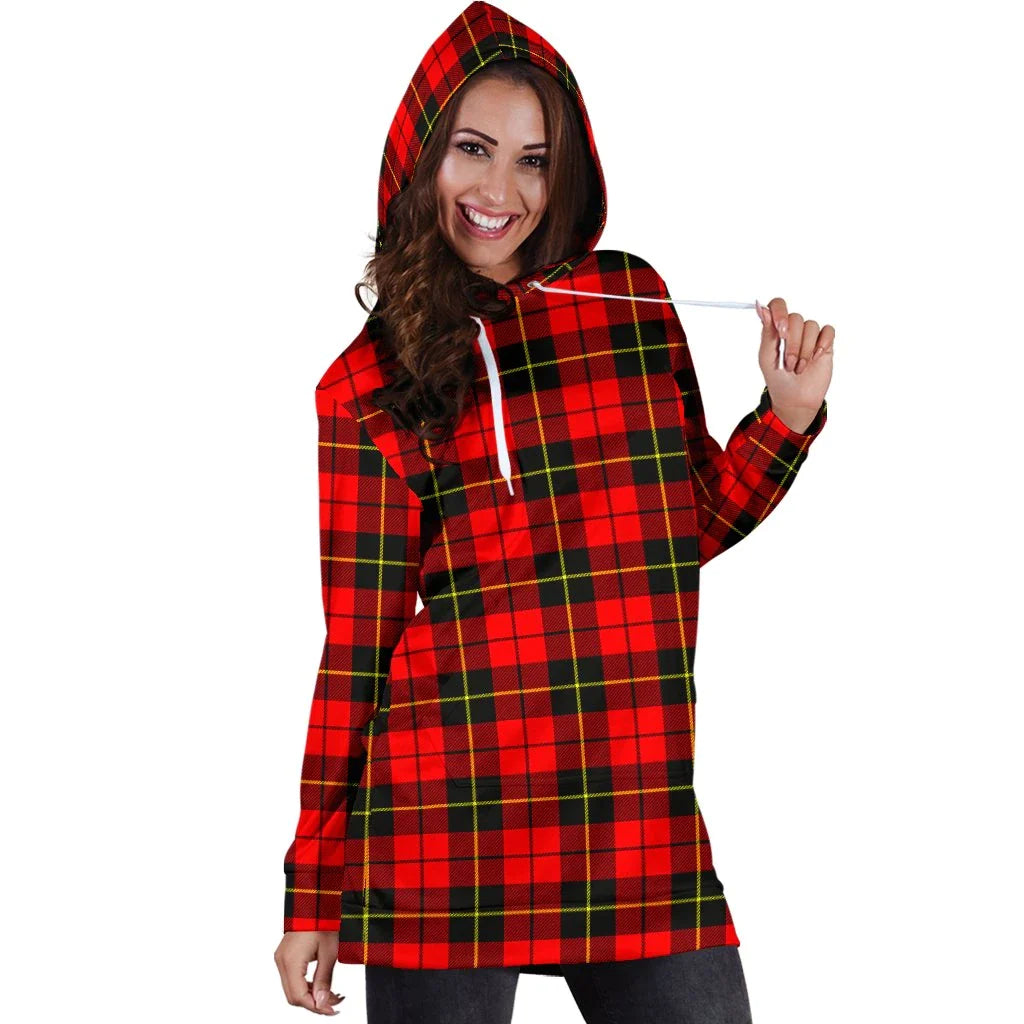 Wallace Hunting, Red Tartan Plaid Hoodie Dress