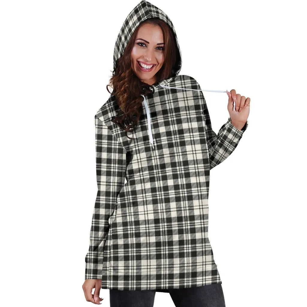 SCOTT BLACK & WHITE ANCIENT Tartan Plaid Hoodie Dress