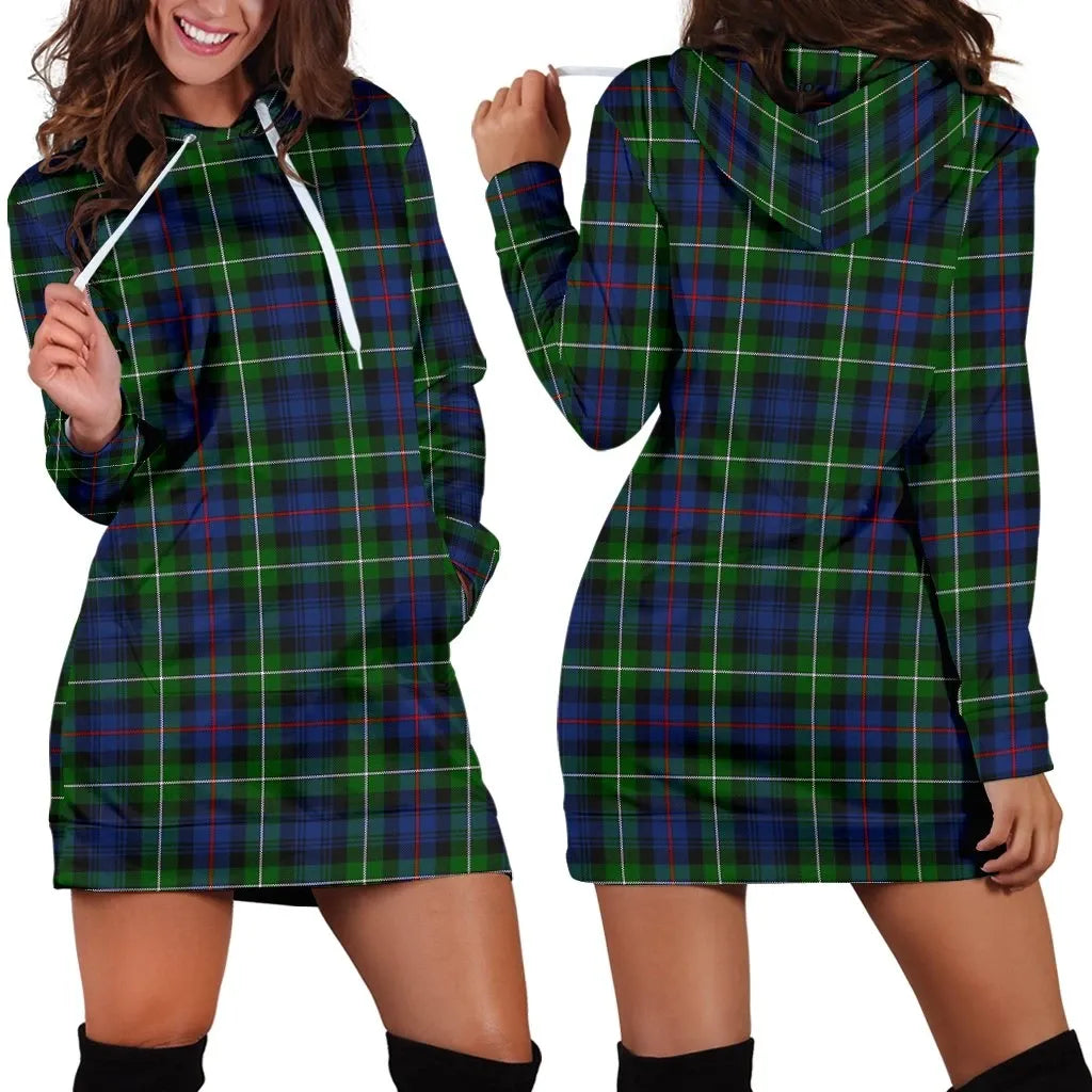 MacKenzie Modern Tartan Plaid Hoodie Dress