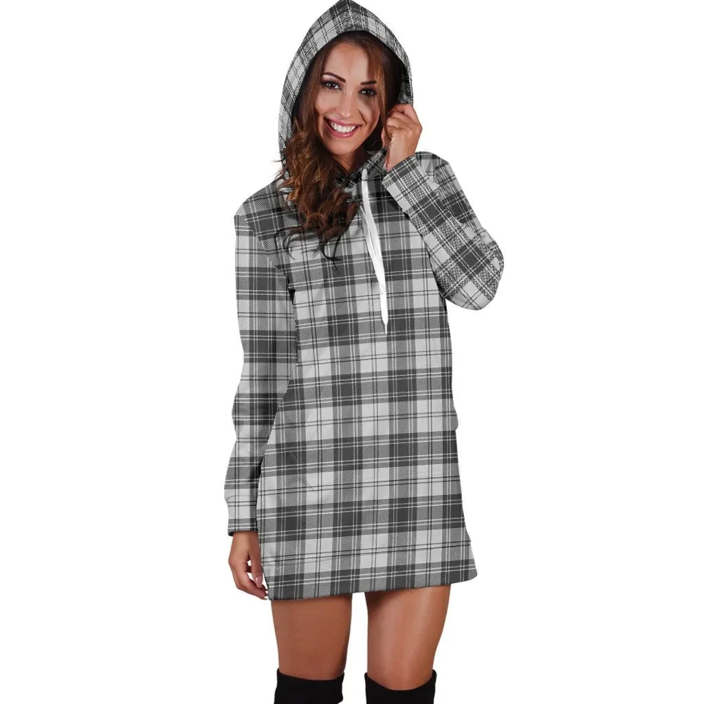 Douglas Grey Modern Tartan Plaid Hoodie Dress