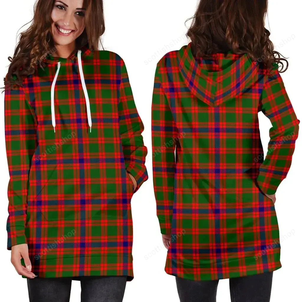 Skene Modern Tartan Plaid Hoodie Dress