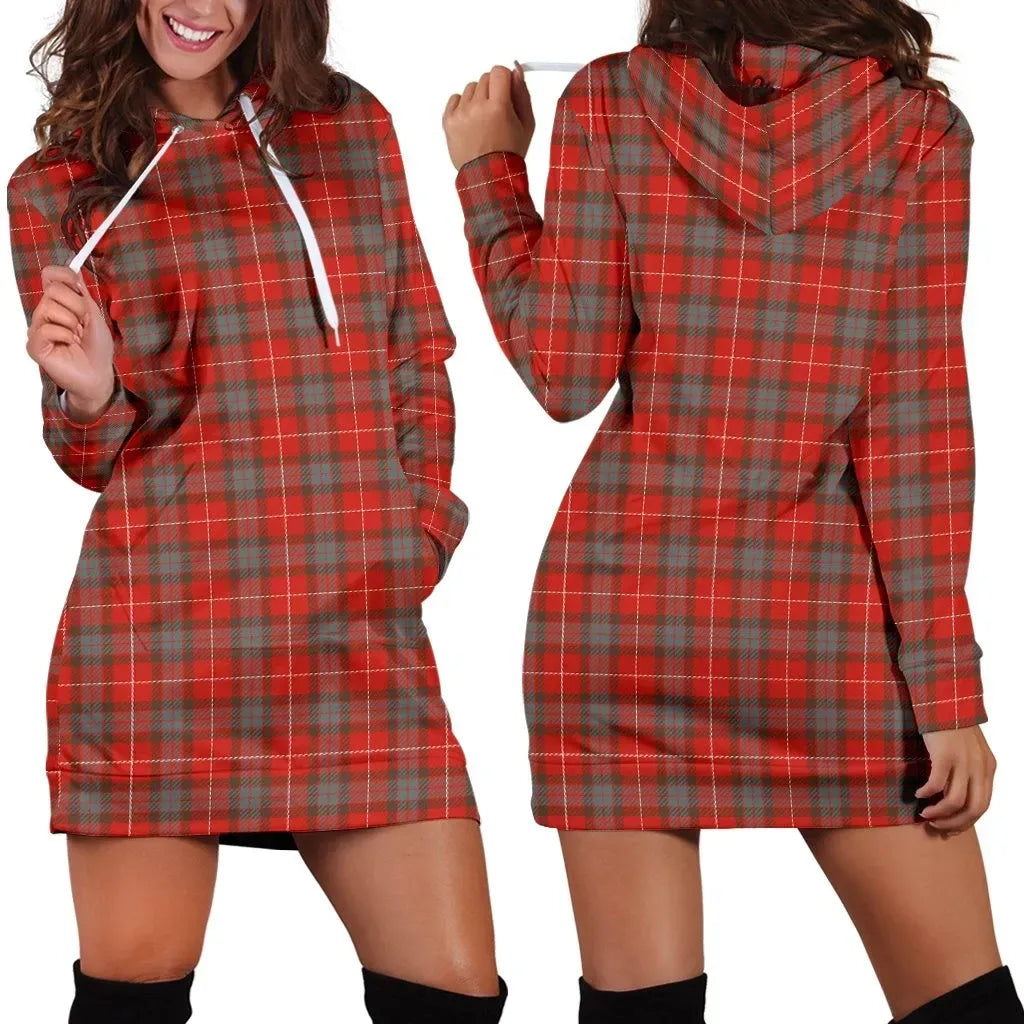 Fraser Weathered Tartan Plaid Hoodie Dress