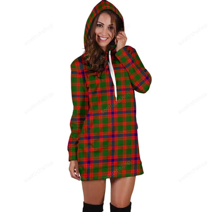 Skene Modern Tartan Plaid Hoodie Dress