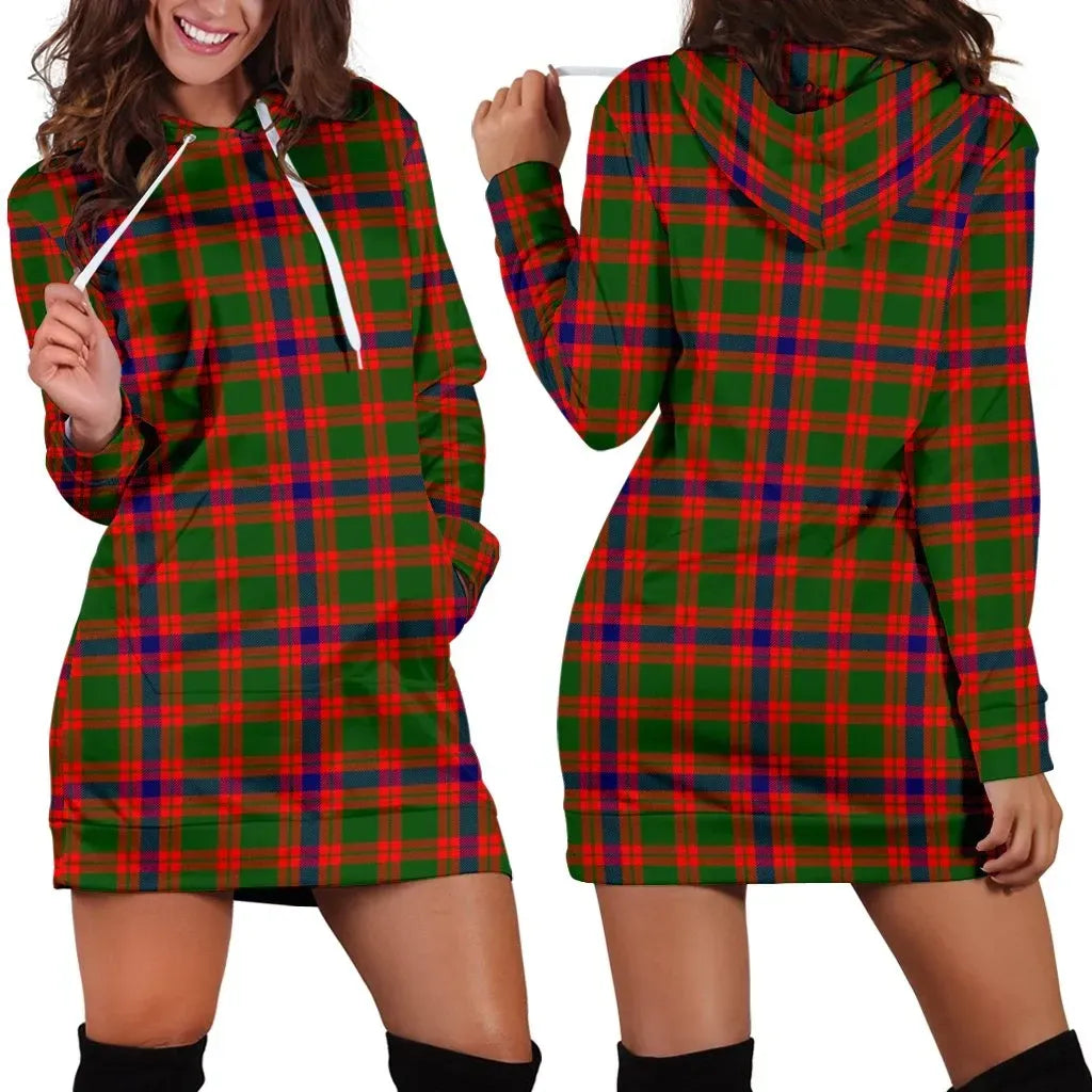 Skene Modern Tartan Plaid Hoodie Dress