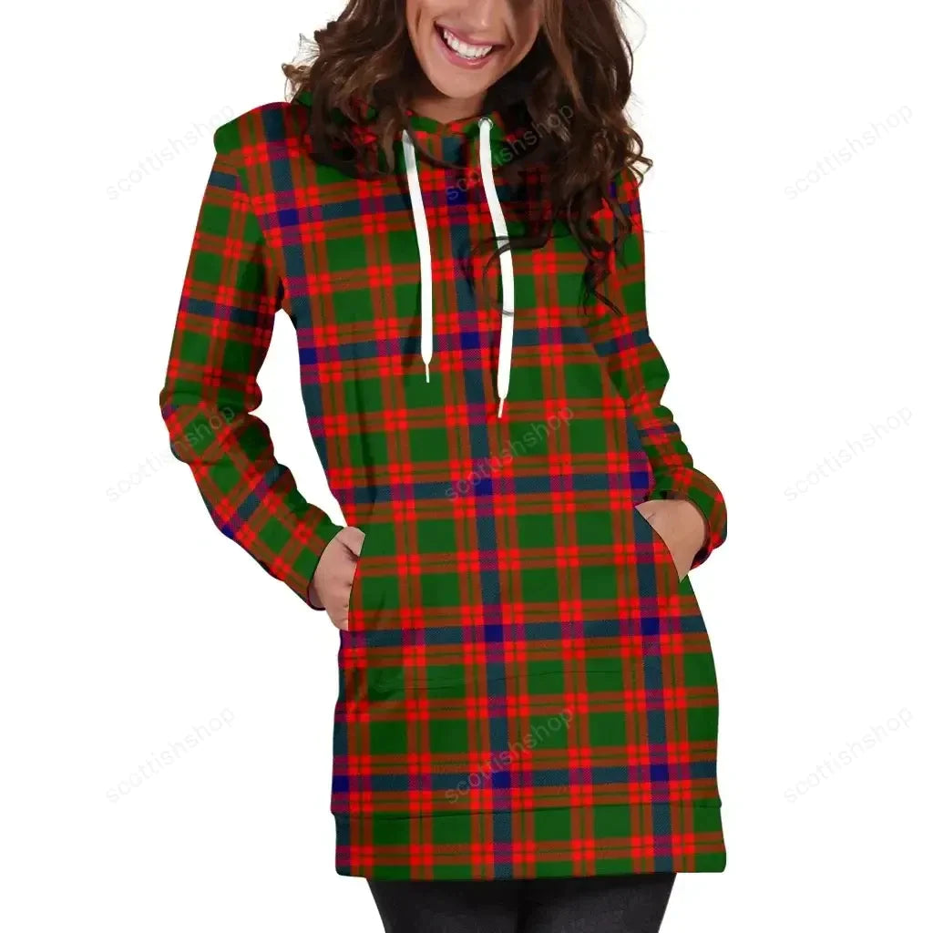 Skene Modern Tartan Plaid Hoodie Dress