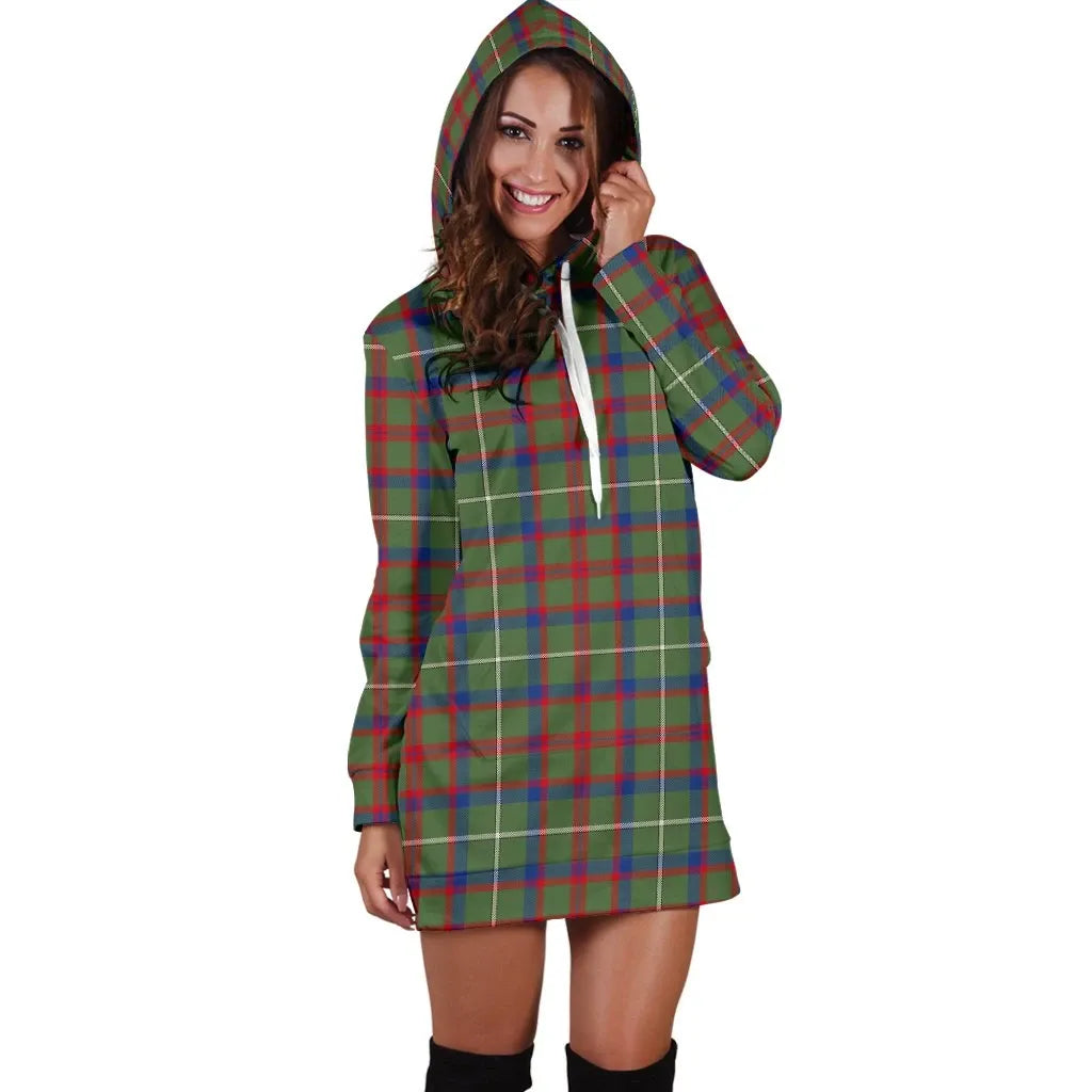 Shaw Green Modern Tartan Plaid Hoodie Dress