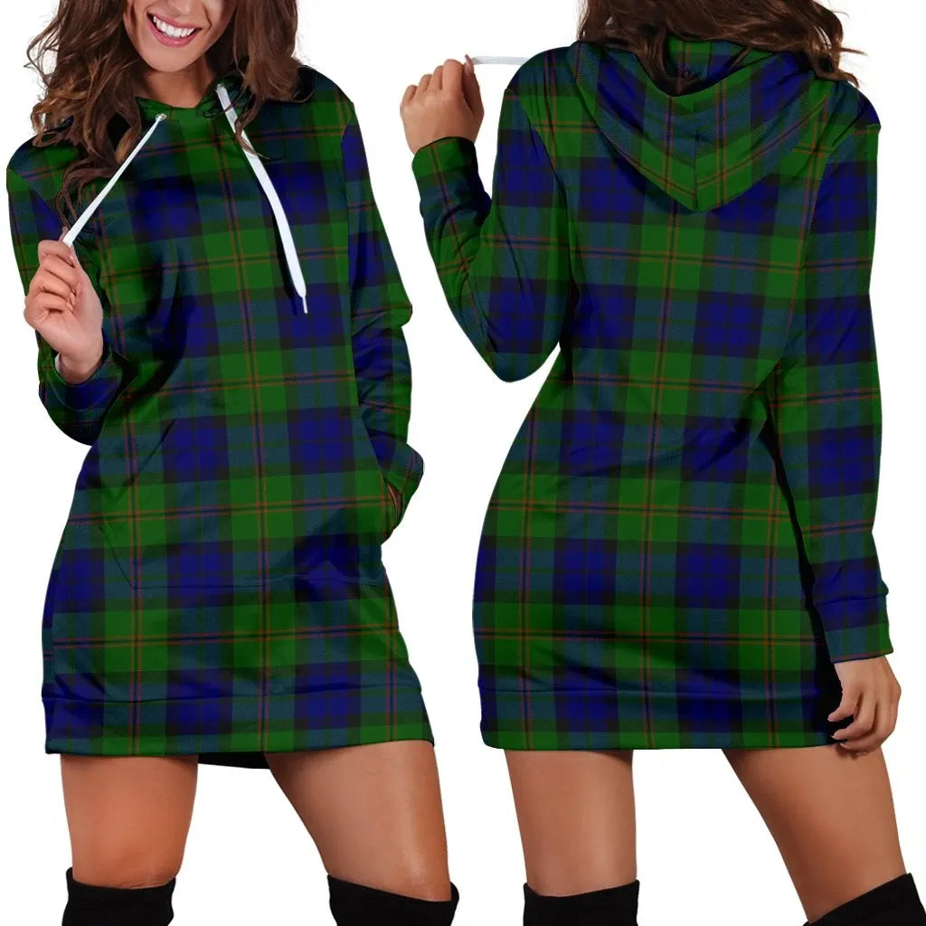 Dundas Modern Tartan Plaid Hoodie Dress