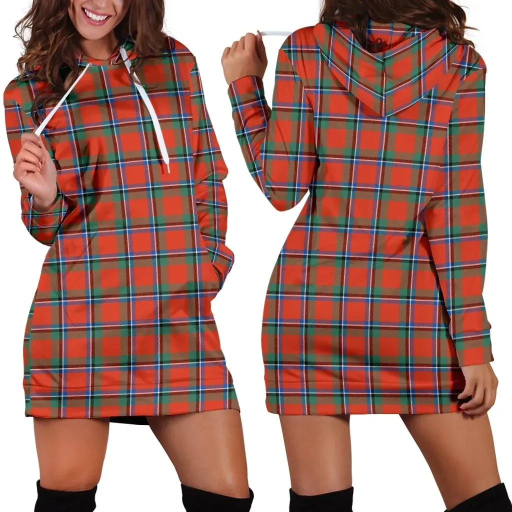 Sinclair Ancient Tartan Plaid Hoodie Dress