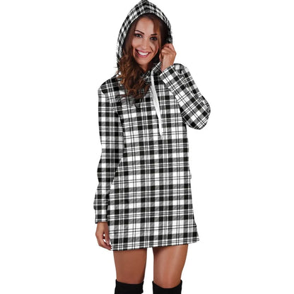 SCOTT BLACK & WHITE MODERN Tartan Plaid Hoodie Dress