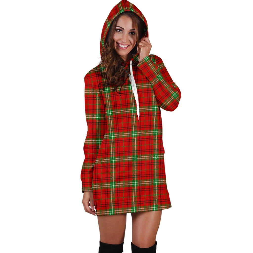 Morrison Red Modern Tartan Plaid Hoodie Dress