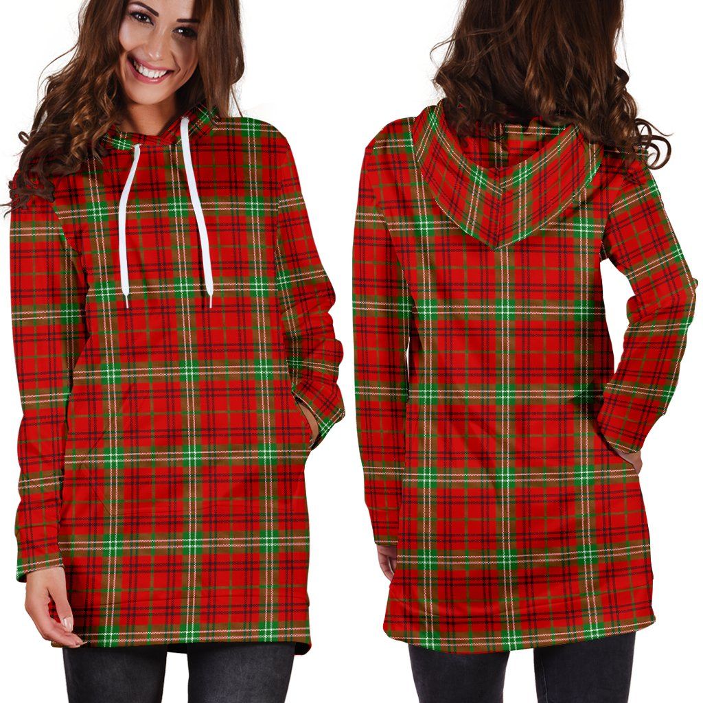 Morrison Red Modern Tartan Plaid Hoodie Dress