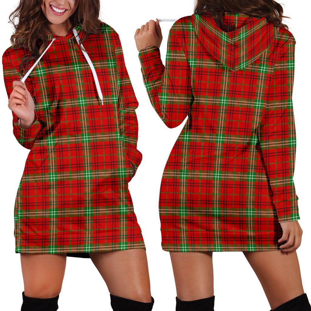 Morrison Red Modern Tartan Plaid Hoodie Dress