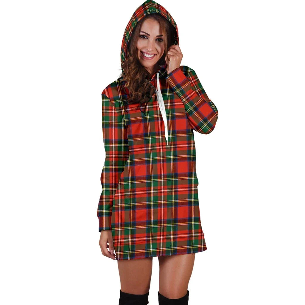 Stewart Royal Modern Tartan Plaid Hoodie Dress