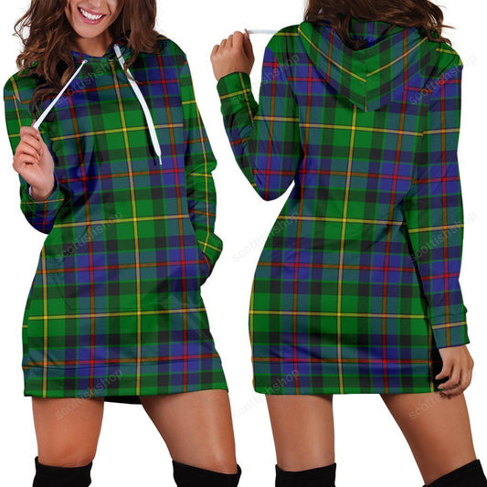 Tait Modern Tartan Plaid Hoodie Dress