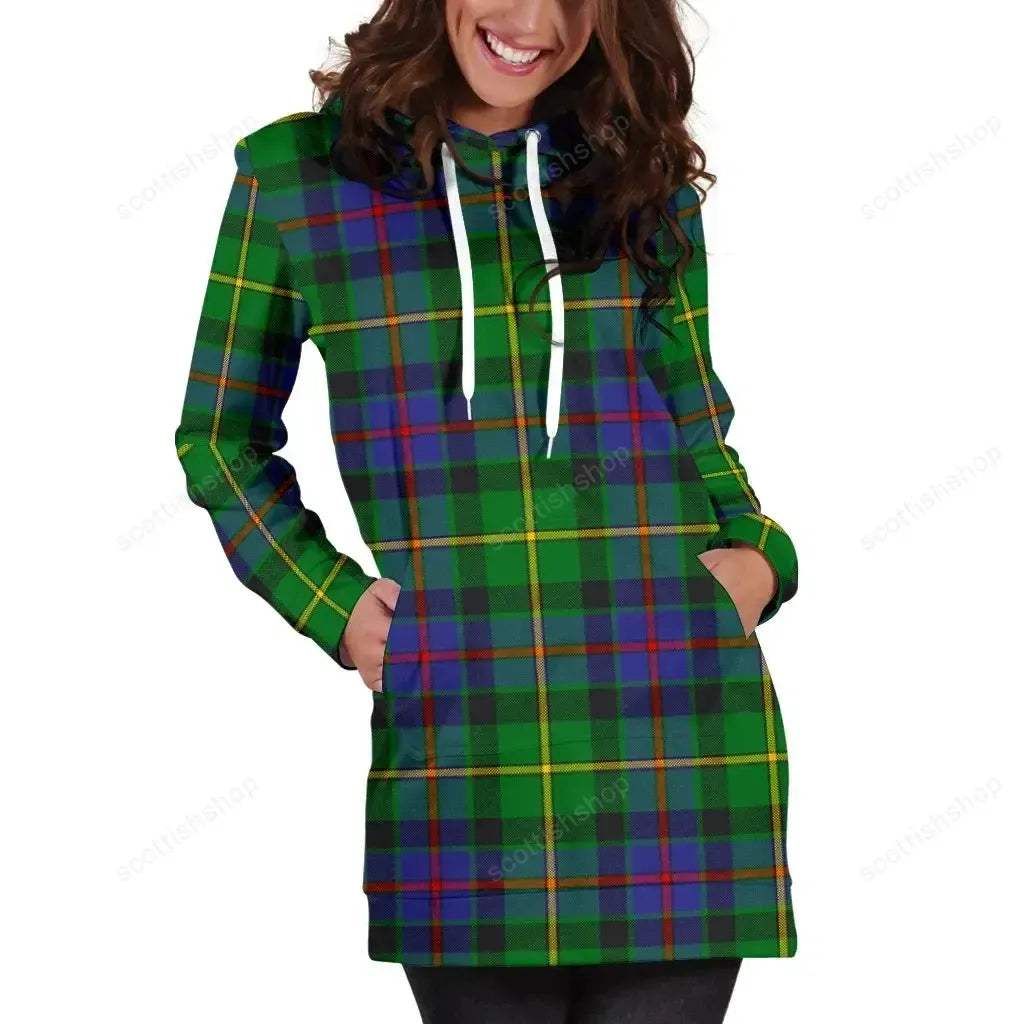 Tait Modern Tartan Plaid Hoodie Dress