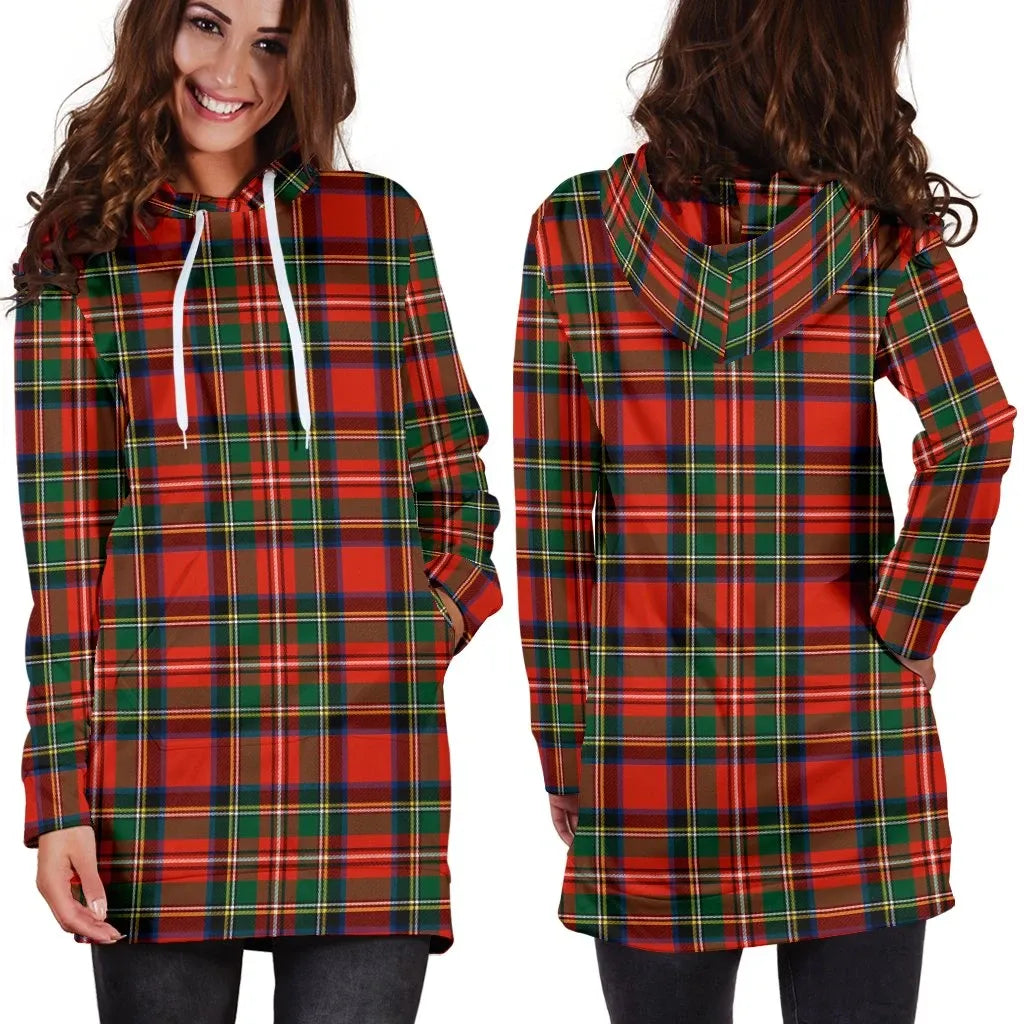 Stewart Royal Modern Tartan Plaid Hoodie Dress