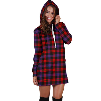 Brown Modern Tartan Plaid Hoodie Dress